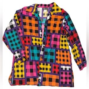 Colorful Plaid Button-Up Shirt